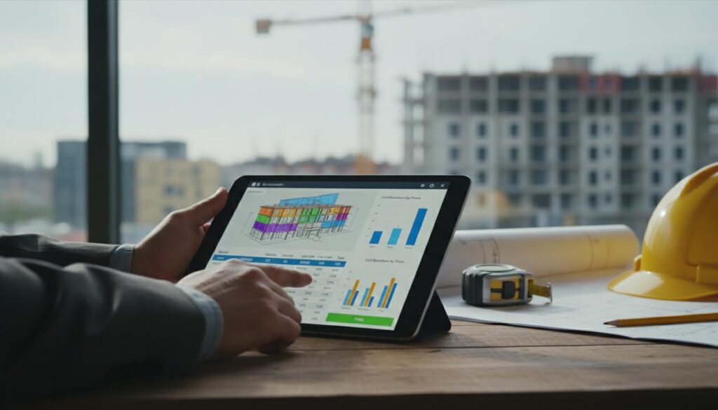 Illustratie van sneller calculeren en sterker offreren in bouwsoftware met gestructureerde workflows